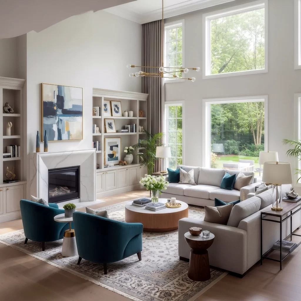 designer virtual staging after photo of a modern living room